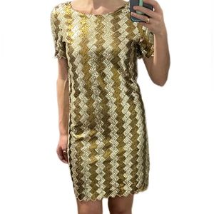 Sandro gold and silver sequin mini dress